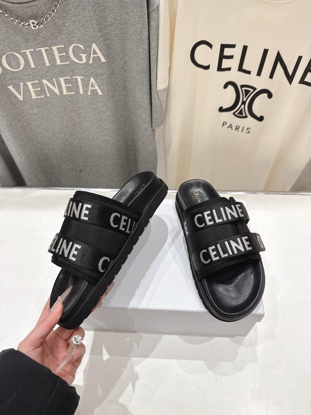 高版本出厂 Celine*塞琳F035 2026ss春夏新款勃肯半托魔术贴凉拖鞋高级感十足网红ins种草