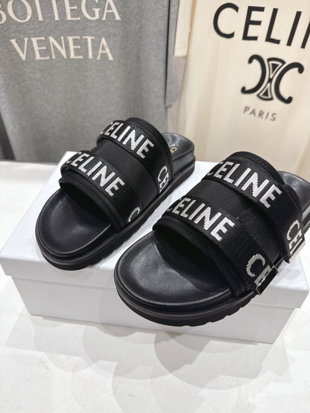 高版本出厂 Celine*塞琳F035 2026ss春夏新款勃肯半托魔术贴凉拖鞋高级感十足网红ins种草