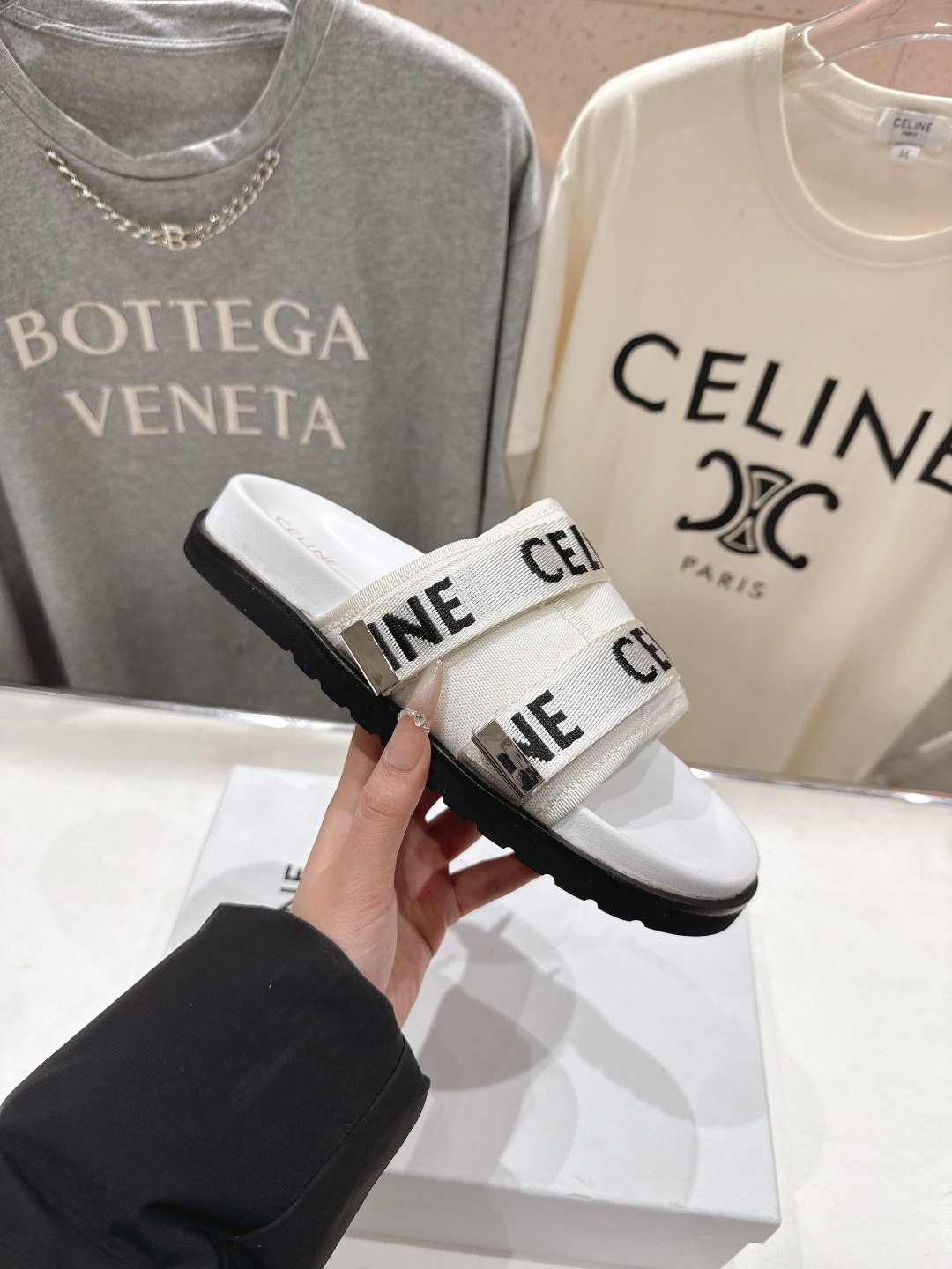 高版本出厂 Celine*塞琳F035 2026ss春夏新款勃肯半托魔术贴凉拖鞋高级感十足网红ins种草