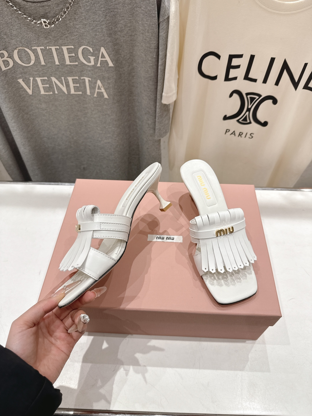 高版本出厂 MiuMiu*缪缪F032 2026ss春夏新款高跟流苏凉鞋拖鞋Zp开发 原版拆卸 秒杀市面