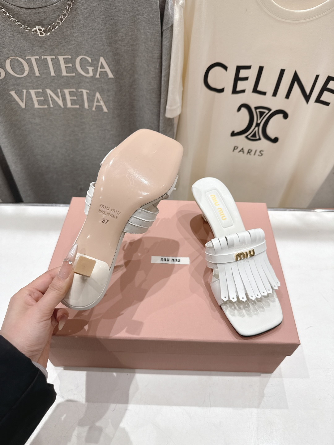 高版本出厂 MiuMiu*缪缪F032 2026ss春夏新款高跟流苏凉鞋拖鞋Zp开发 原版拆卸 秒杀市面