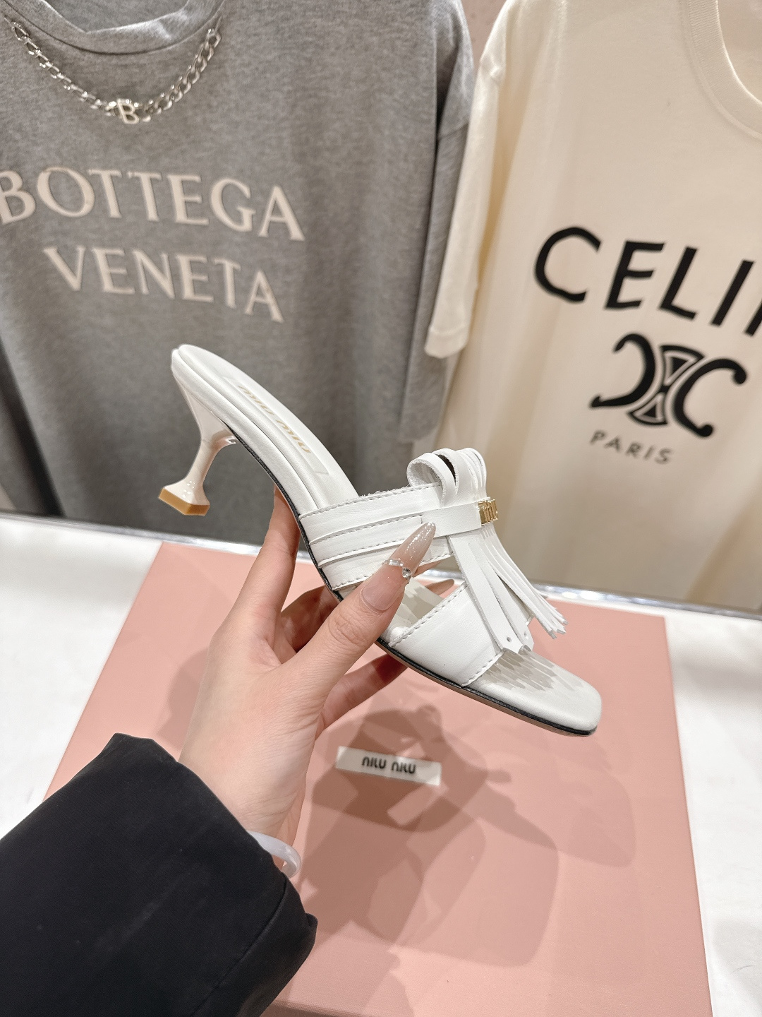 高版本出厂 MiuMiu*缪缪F032 2026ss春夏新款高跟流苏凉鞋拖鞋Zp开发 原版拆卸 秒杀市面