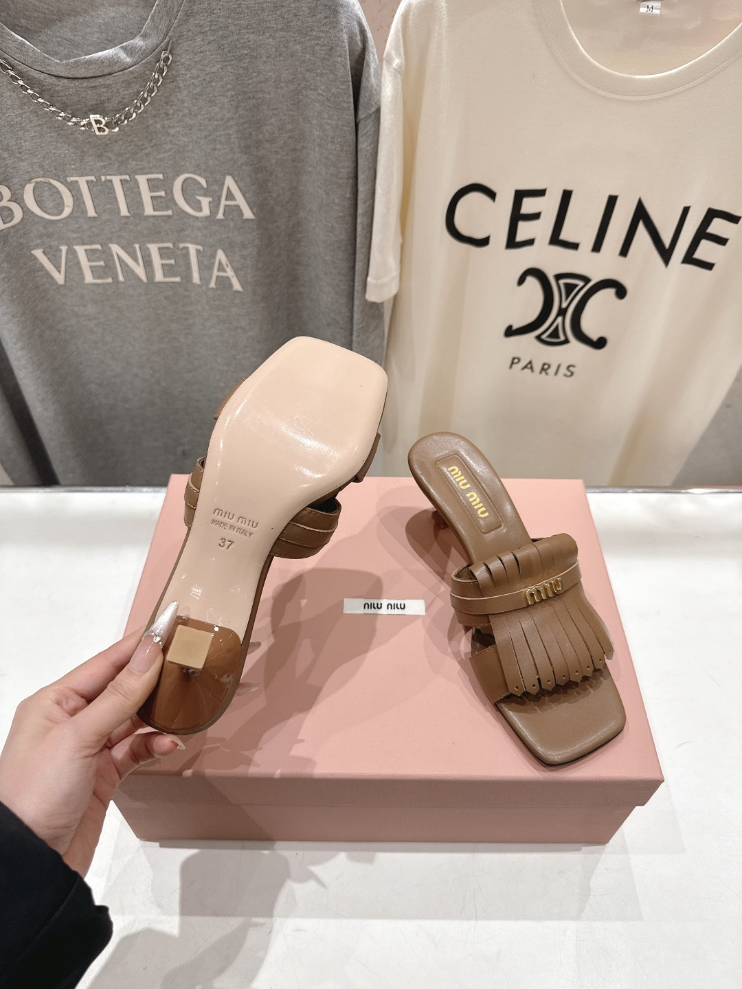 高版本出厂 MiuMiu*缪缪F032 2026ss春夏新款高跟流苏凉鞋拖鞋Zp开发 原版拆卸 秒杀市面