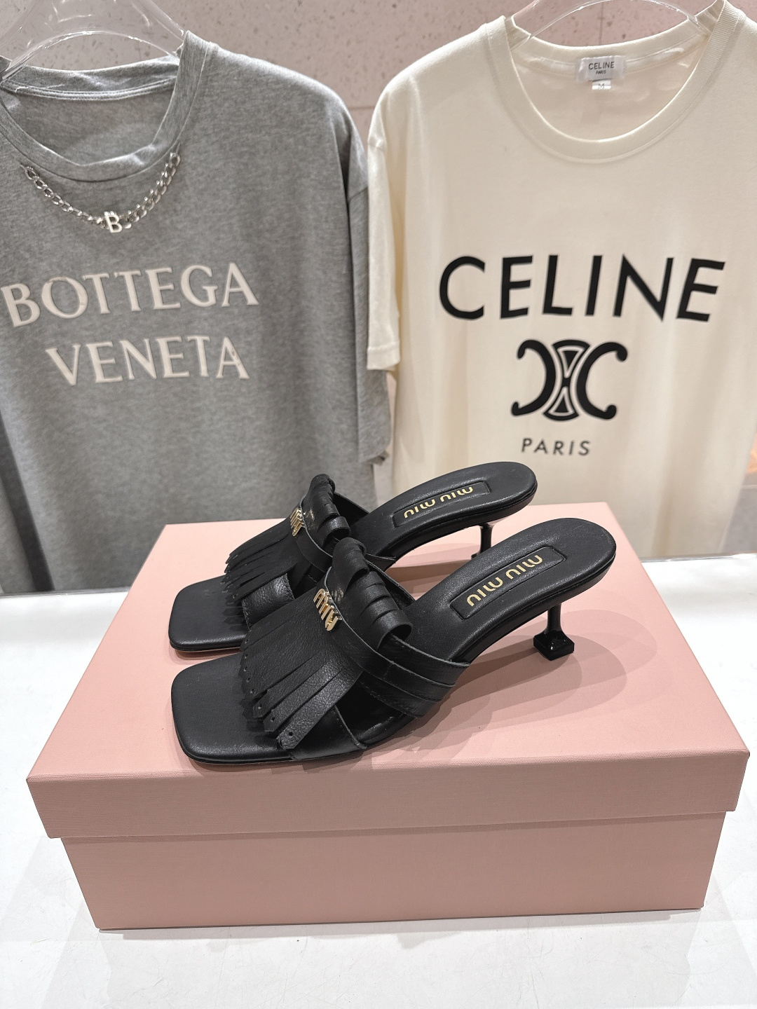 高版本出厂 MiuMiu*缪缪F032 2026ss春夏新款高跟流苏凉鞋拖鞋Zp开发 原版拆卸 秒杀市面