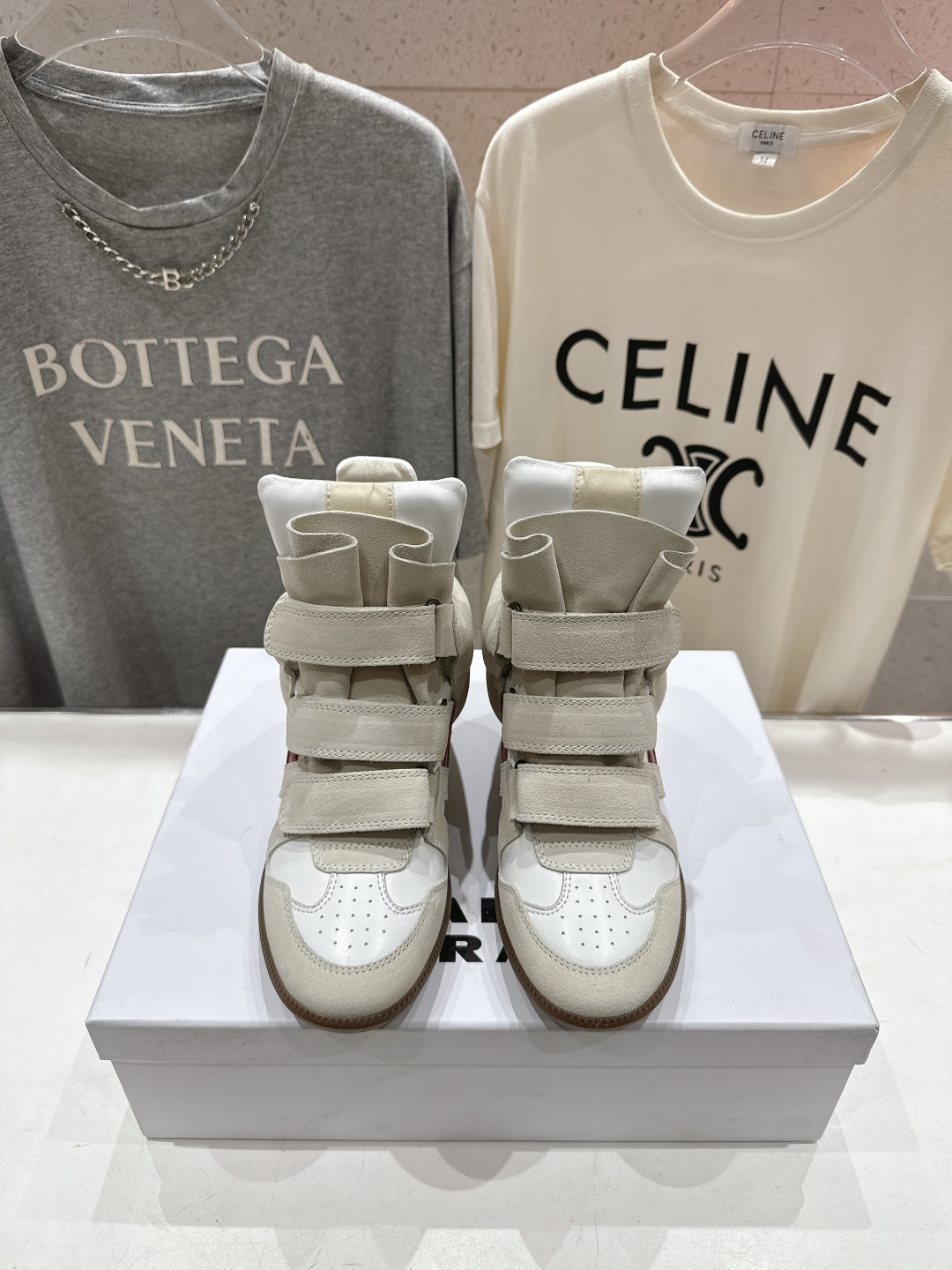 高版本出厂  Isabel Marant/伊莎贝尔2026ss春夏新款内增高拼色高帮休闲鞋小短靴超级有高