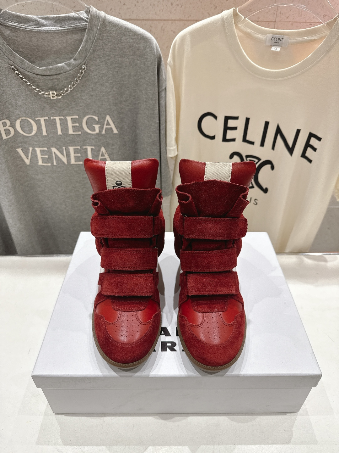 高版本出厂  Isabel Marant/伊莎贝尔2026ss春夏新款内增高拼色高帮休闲鞋小短靴超级有高
