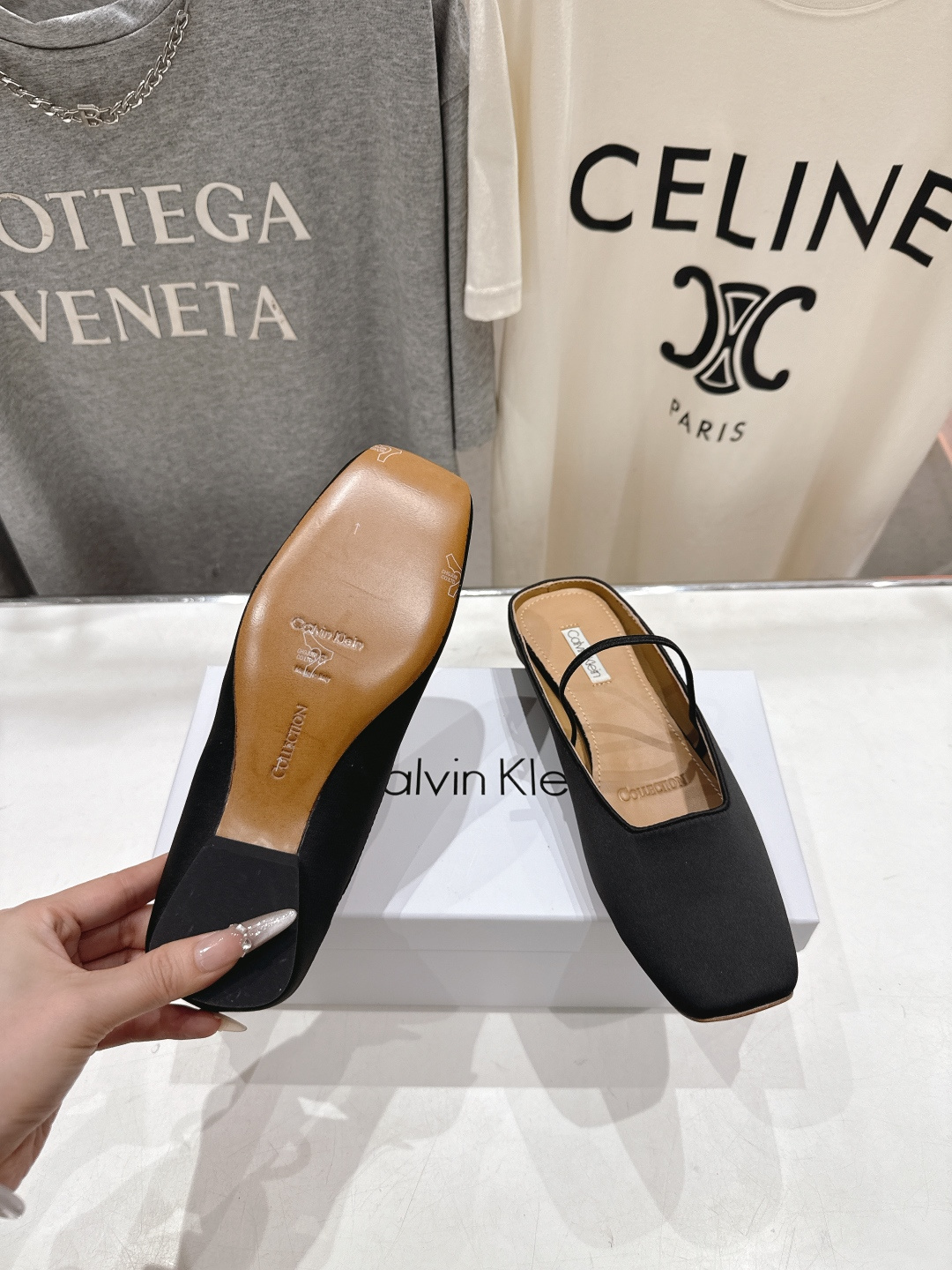 高版本出厂CalvinKlein Collection CK 26ss new F028方头平底鞋半包拖