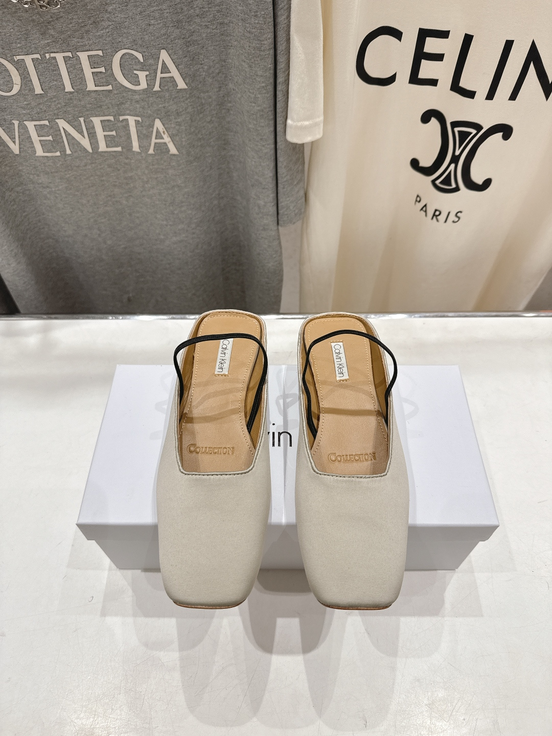 高版本出厂CalvinKlein Collection CK 26ss new F028方头平底鞋半包拖