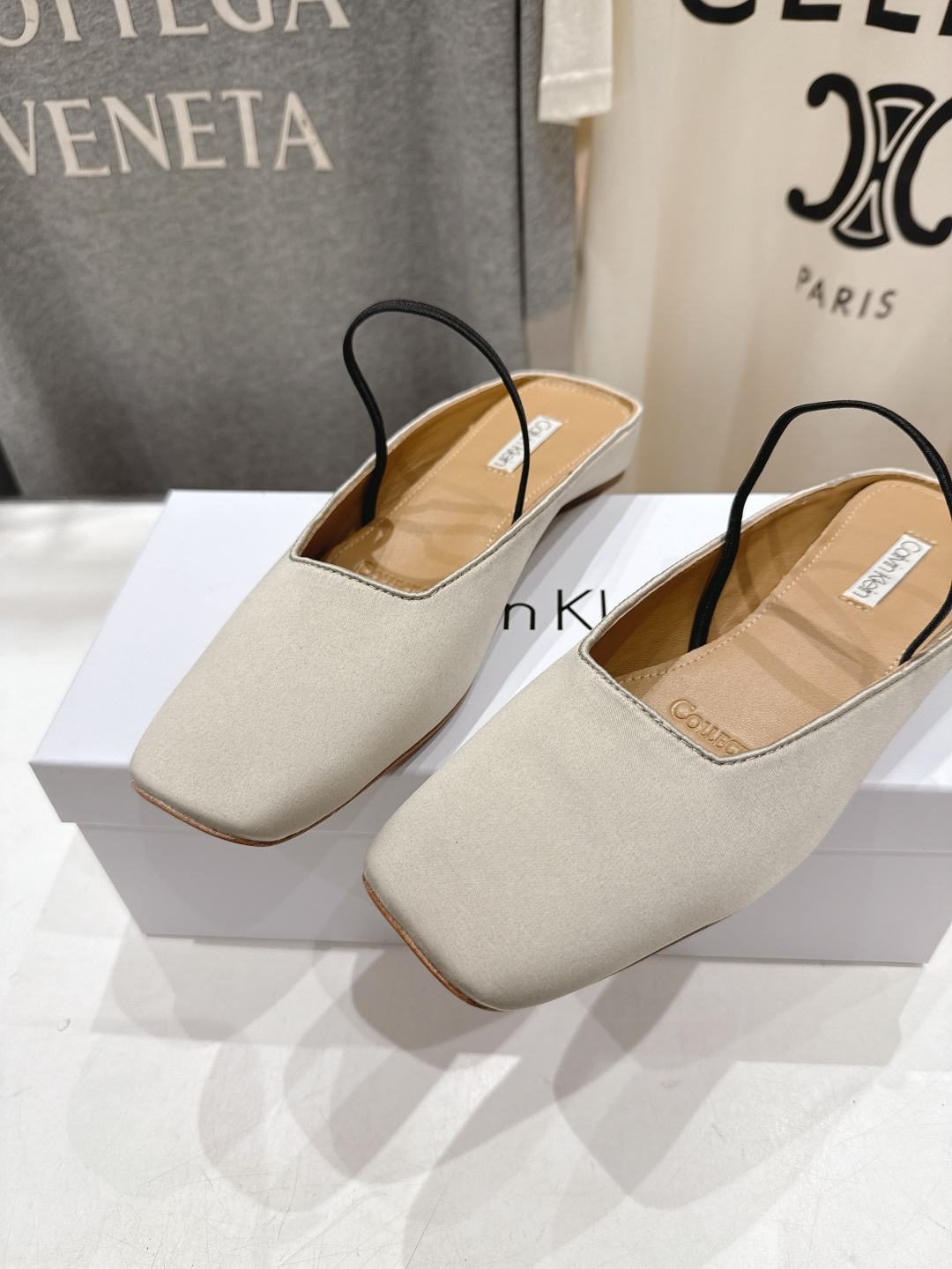 高版本出厂CalvinKlein Collection CK 26ss new F028方头平底鞋半包拖