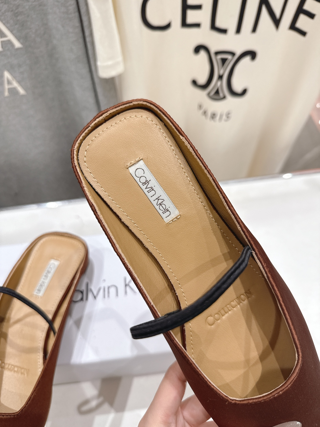 高版本出厂CalvinKlein Collection CK 26ss new F028方头平底鞋半包拖