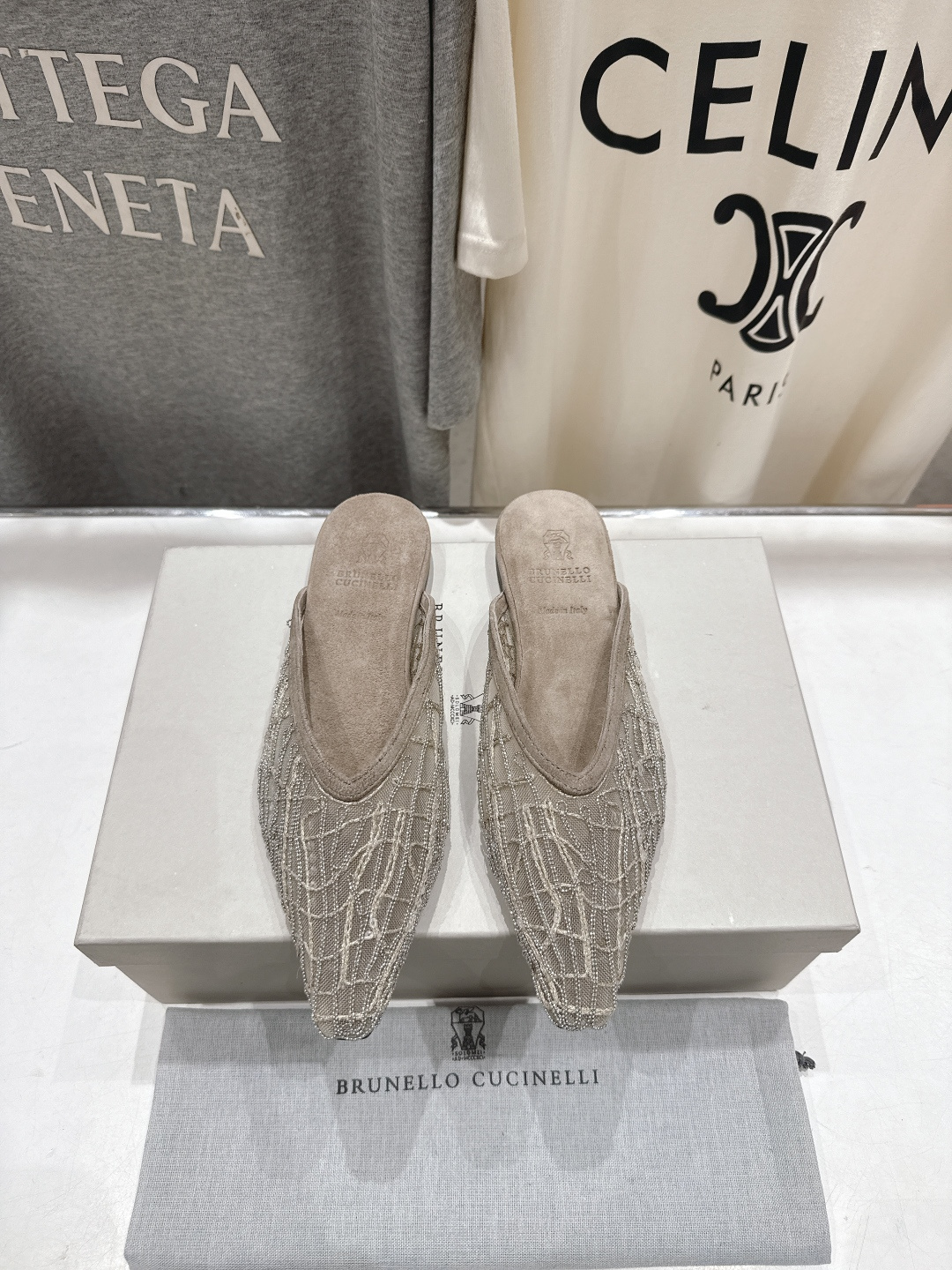 高版本出厂 Brunello Cucinelli 新款BC尖头时装鞋平底鞋半包拖鞋穆勒鞋BC是意大利知名