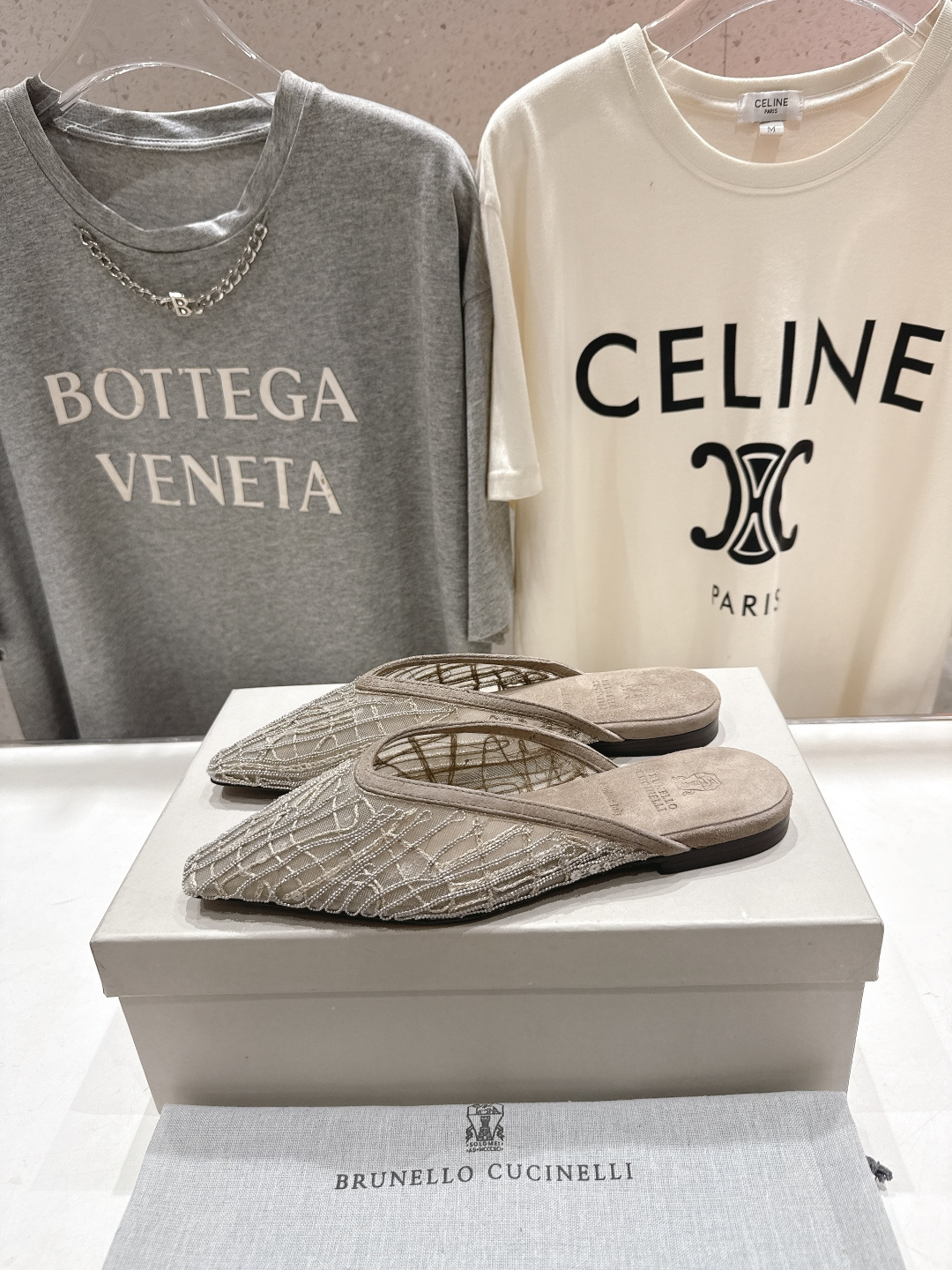 高版本出厂 Brunello Cucinelli 新款BC尖头时装鞋平底鞋半包拖鞋穆勒鞋BC是意大利知名