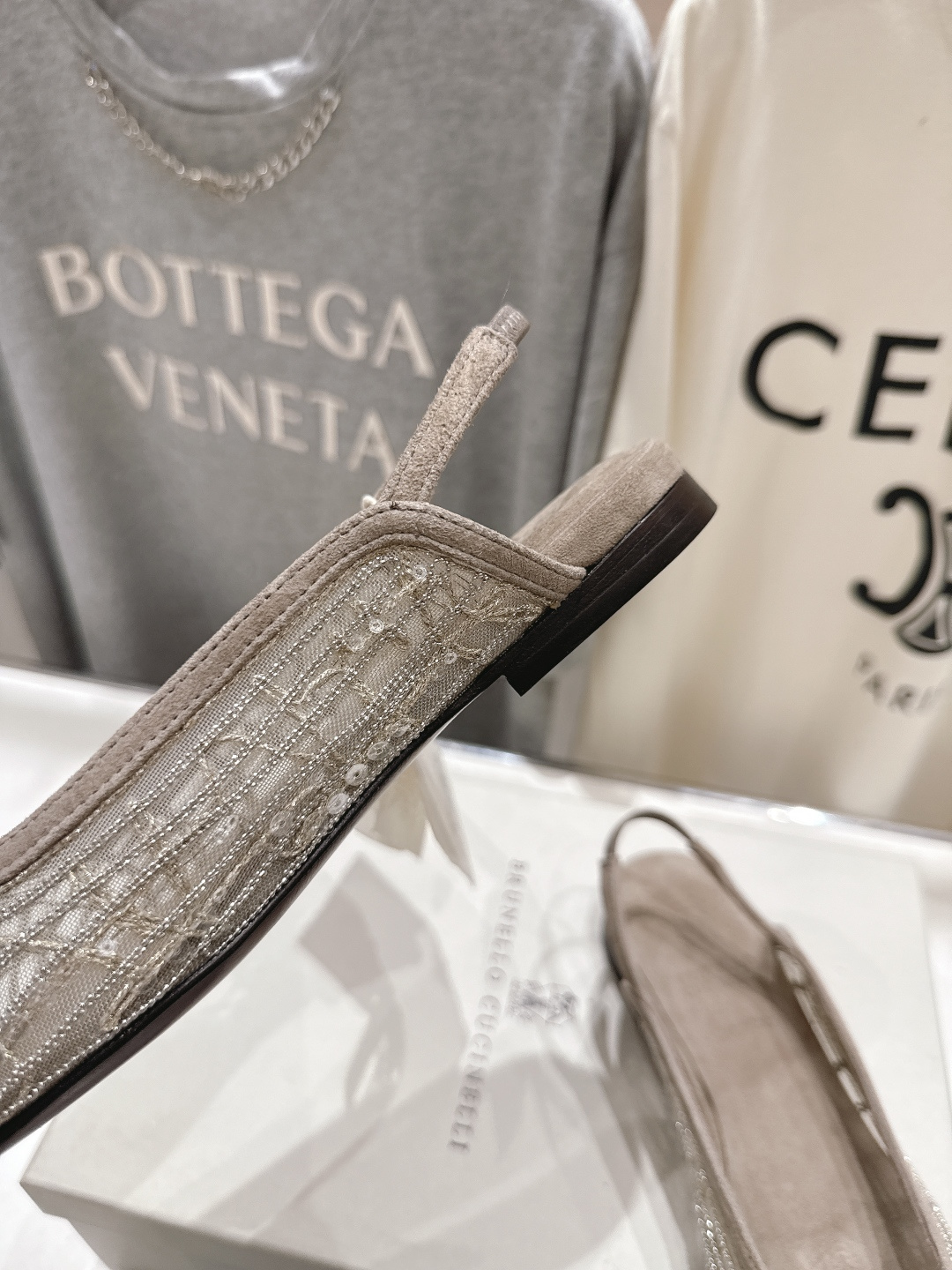 高版本出厂 Brunello Cucinelli 新款BC尖头时装鞋平底鞋凉鞋穆勒鞋BC是意大利知名品牌