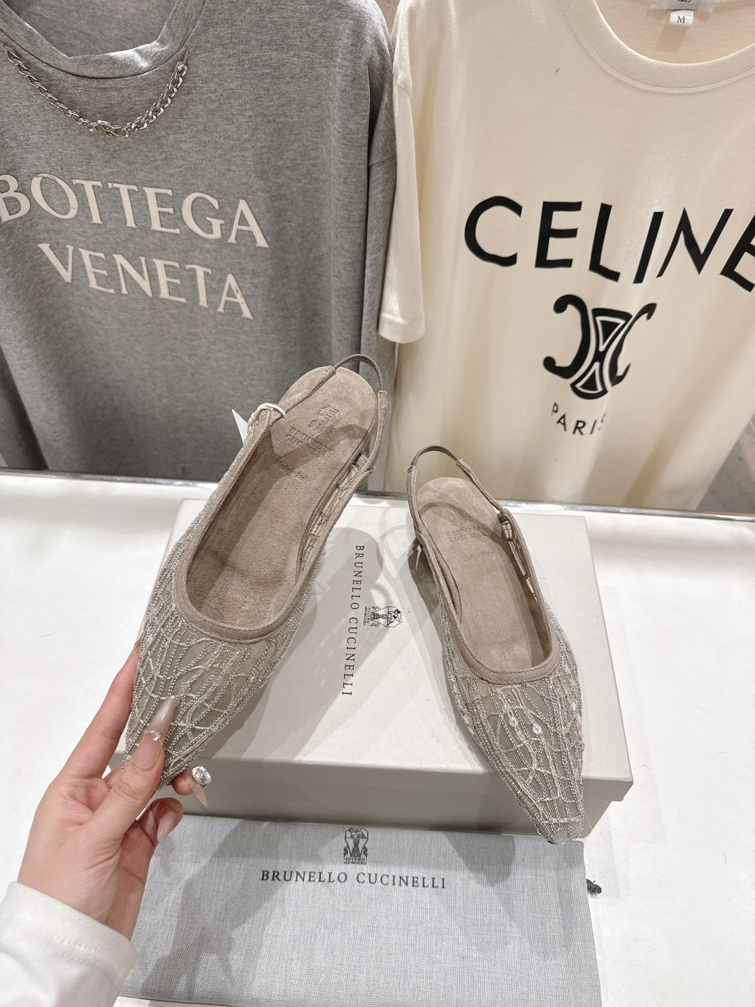 高版本出厂 Brunello Cucinelli 新款BC尖头时装鞋平底鞋凉鞋穆勒鞋BC是意大利知名品牌