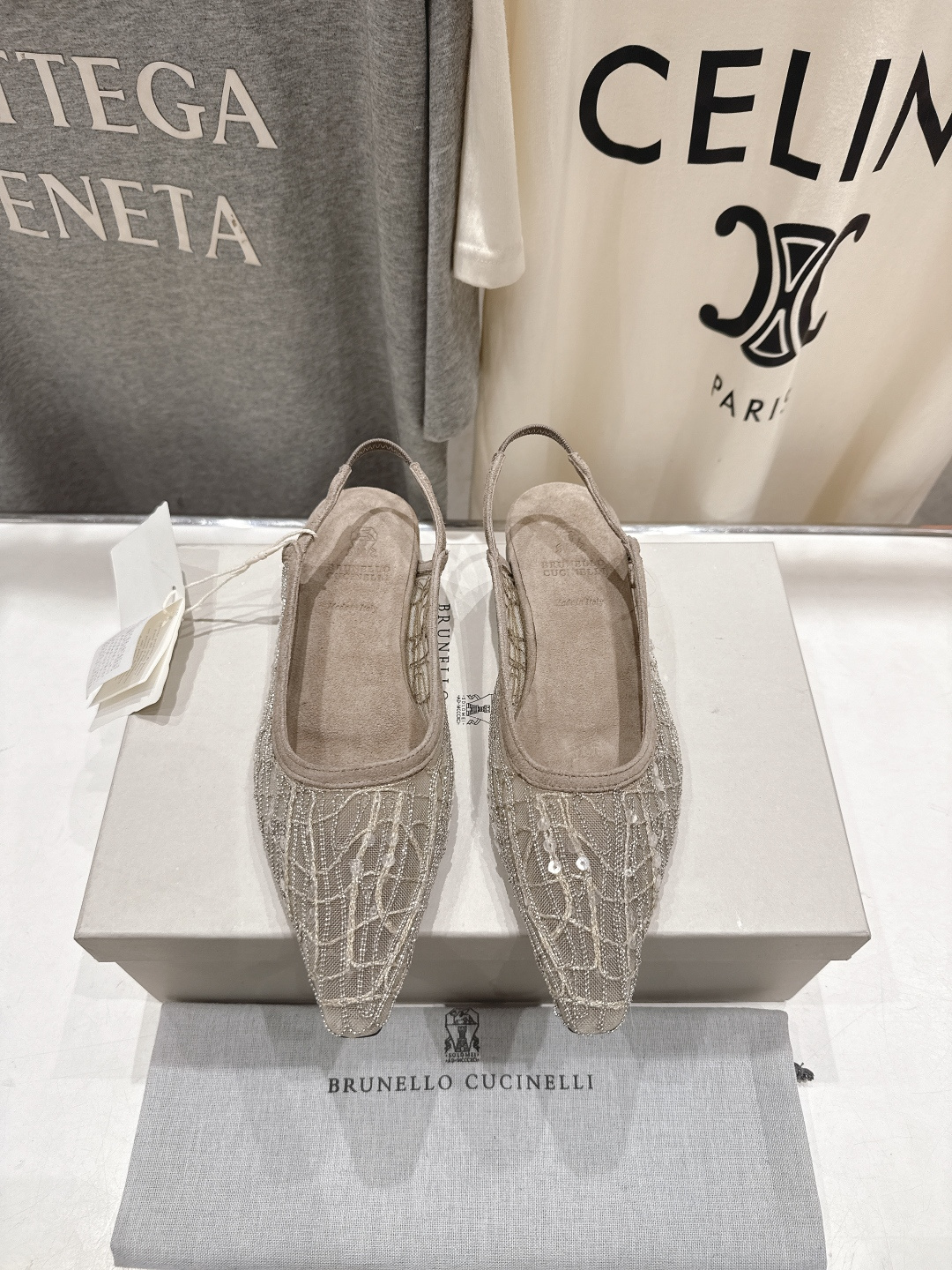 高版本出厂 Brunello Cucinelli 新款BC尖头时装鞋平底鞋凉鞋穆勒鞋BC是意大利知名品牌