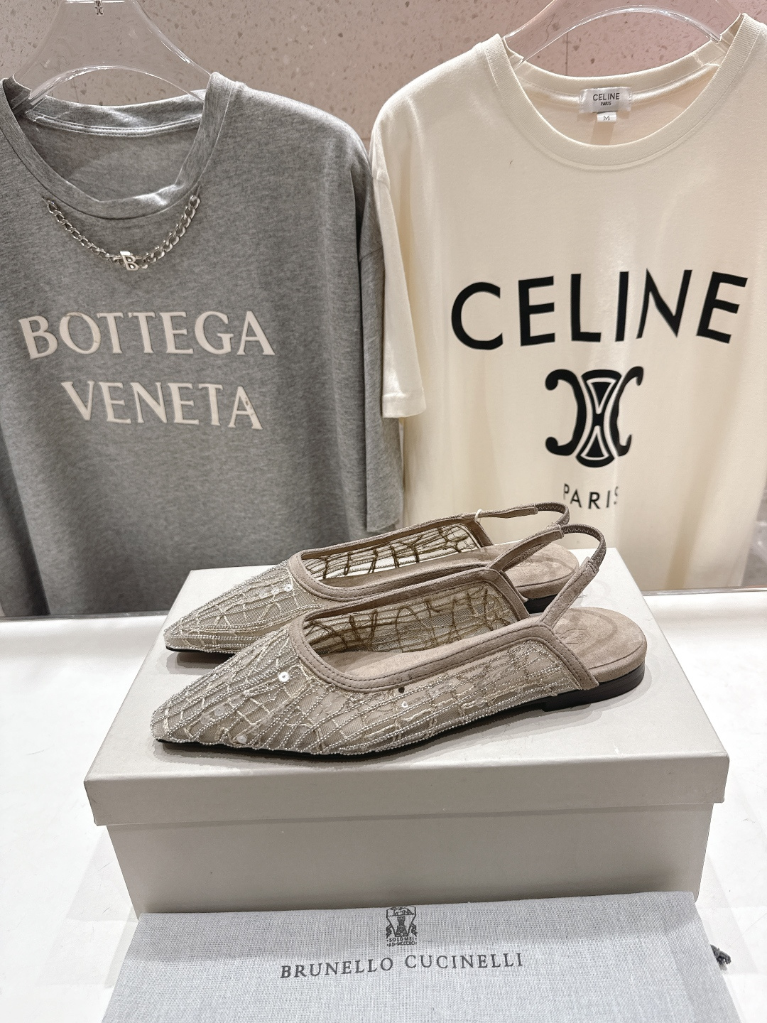 高版本出厂 Brunello Cucinelli 新款BC尖头时装鞋平底鞋凉鞋穆勒鞋BC是意大利知名品牌