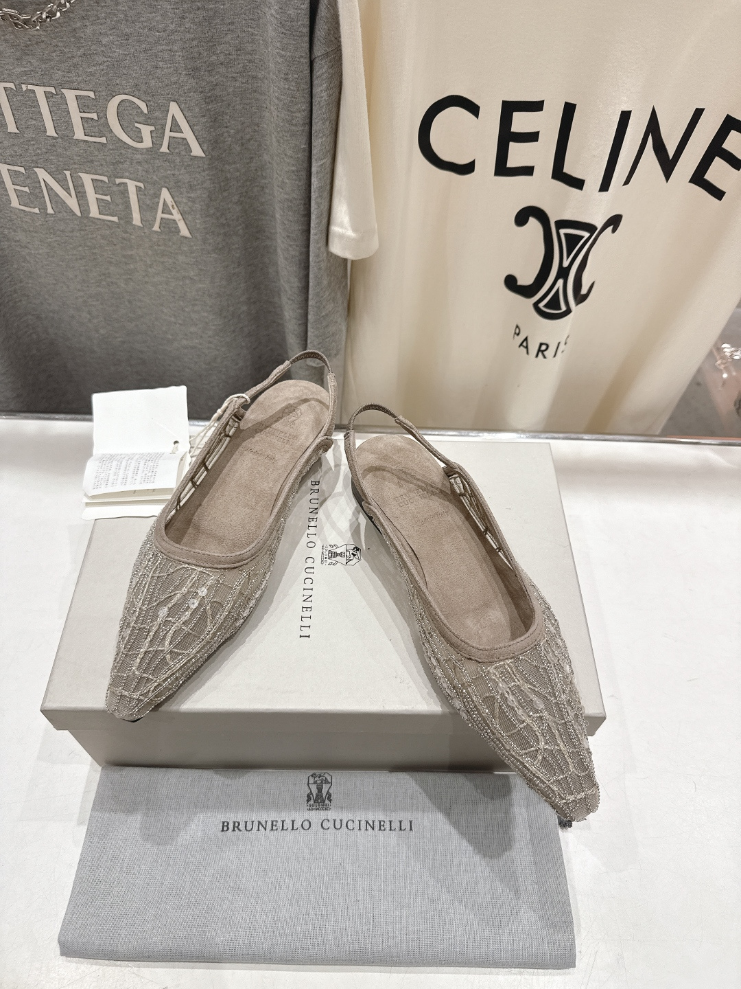 高版本出厂 Brunello Cucinelli 新款BC尖头时装鞋平底鞋凉鞋穆勒鞋BC是意大利知名品牌