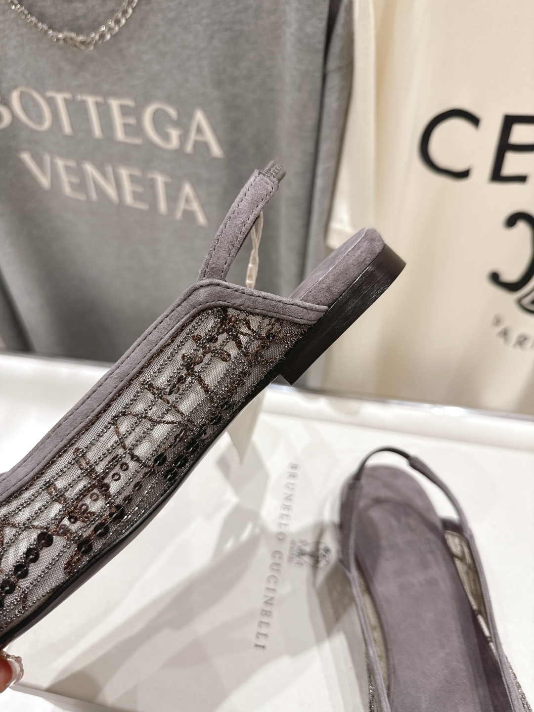 高版本出厂 Brunello Cucinelli 新款BC尖头时装鞋平底鞋凉鞋穆勒鞋BC是意大利知名品牌