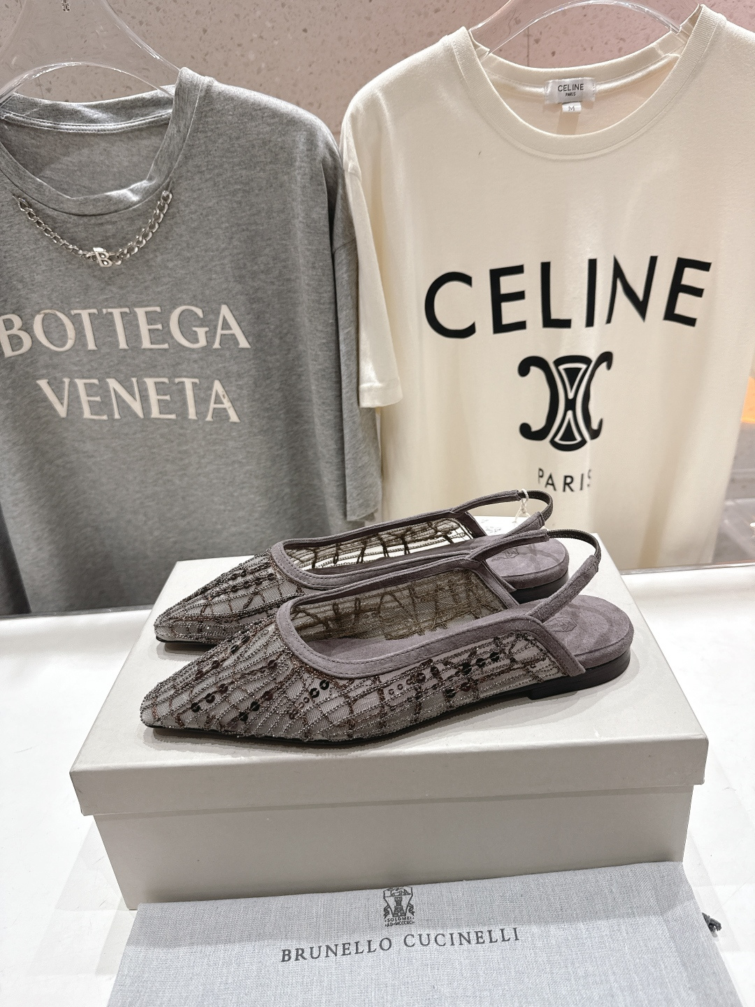 高版本出厂 Brunello Cucinelli 新款BC尖头时装鞋平底鞋凉鞋穆勒鞋BC是意大利知名品牌