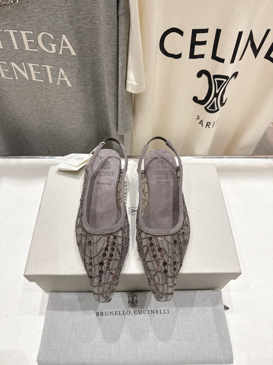 高版本出厂 Brunello Cucinelli 新款BC尖头时装鞋平底鞋凉鞋穆勒鞋BC是意大利知名品牌