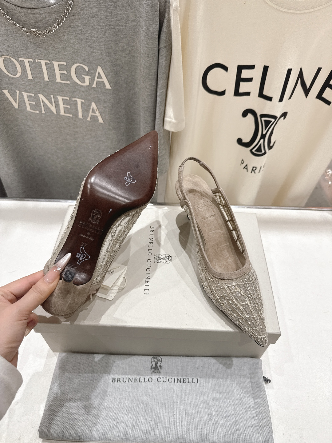 高版本出厂 Brunello Cucinelli 新款BC尖头时装鞋高跟鞋凉鞋穆勒鞋BC是意大利知名品牌