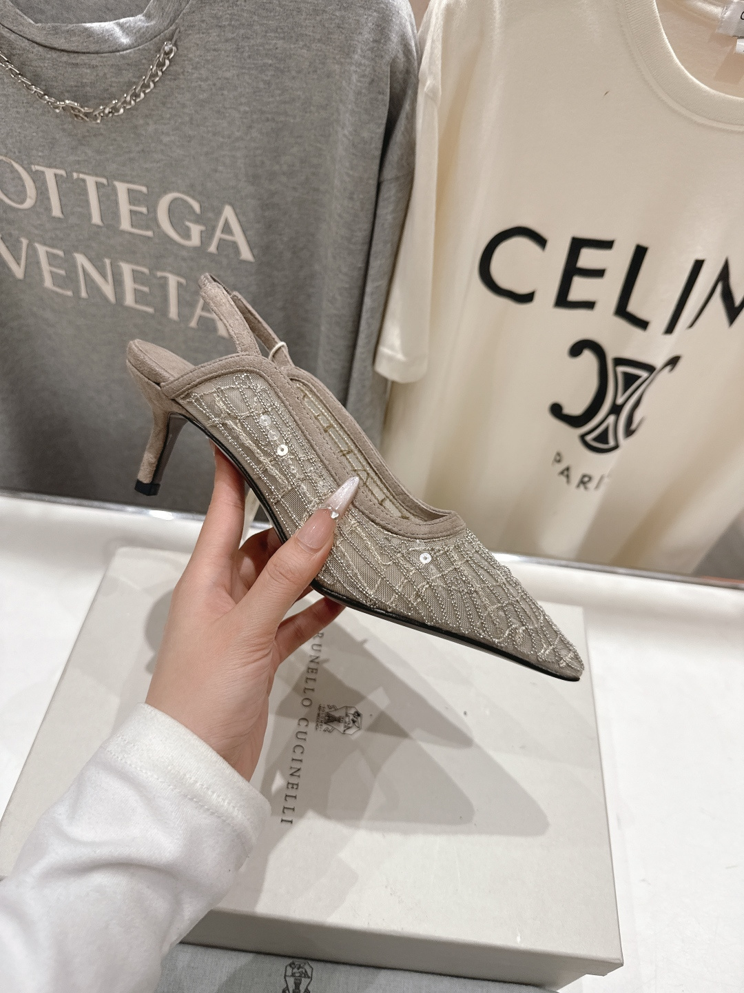 高版本出厂 Brunello Cucinelli 新款BC尖头时装鞋高跟鞋凉鞋穆勒鞋BC是意大利知名品牌