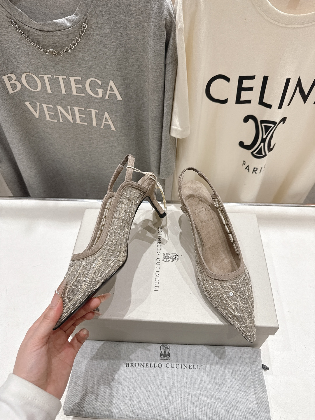 高版本出厂 Brunello Cucinelli 新款BC尖头时装鞋高跟鞋凉鞋穆勒鞋BC是意大利知名品牌