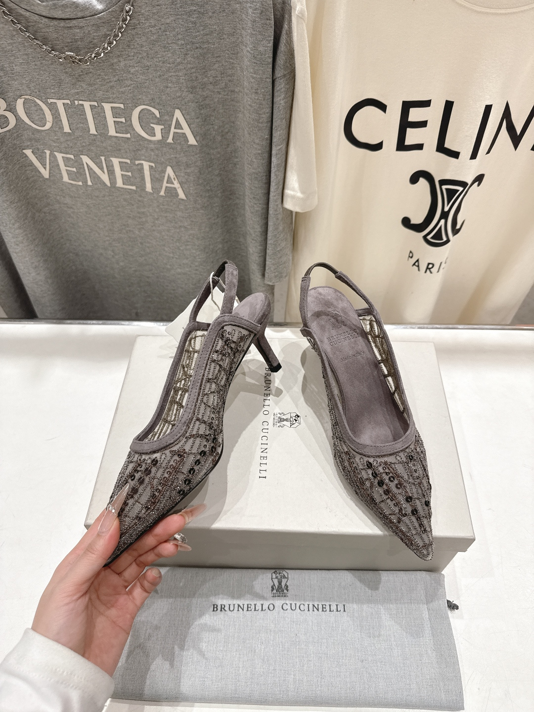 高版本出厂 Brunello Cucinelli 新款BC尖头时装鞋高跟鞋凉鞋穆勒鞋BC是意大利知名品牌