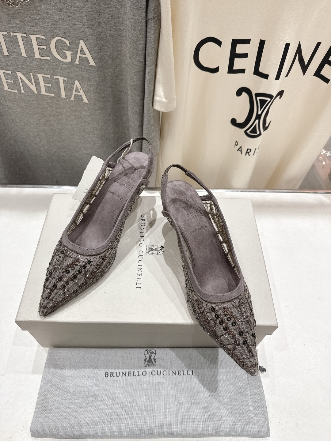 高版本出厂 Brunello Cucinelli 新款BC尖头时装鞋高跟鞋凉鞋穆勒鞋BC是意大利知名品牌