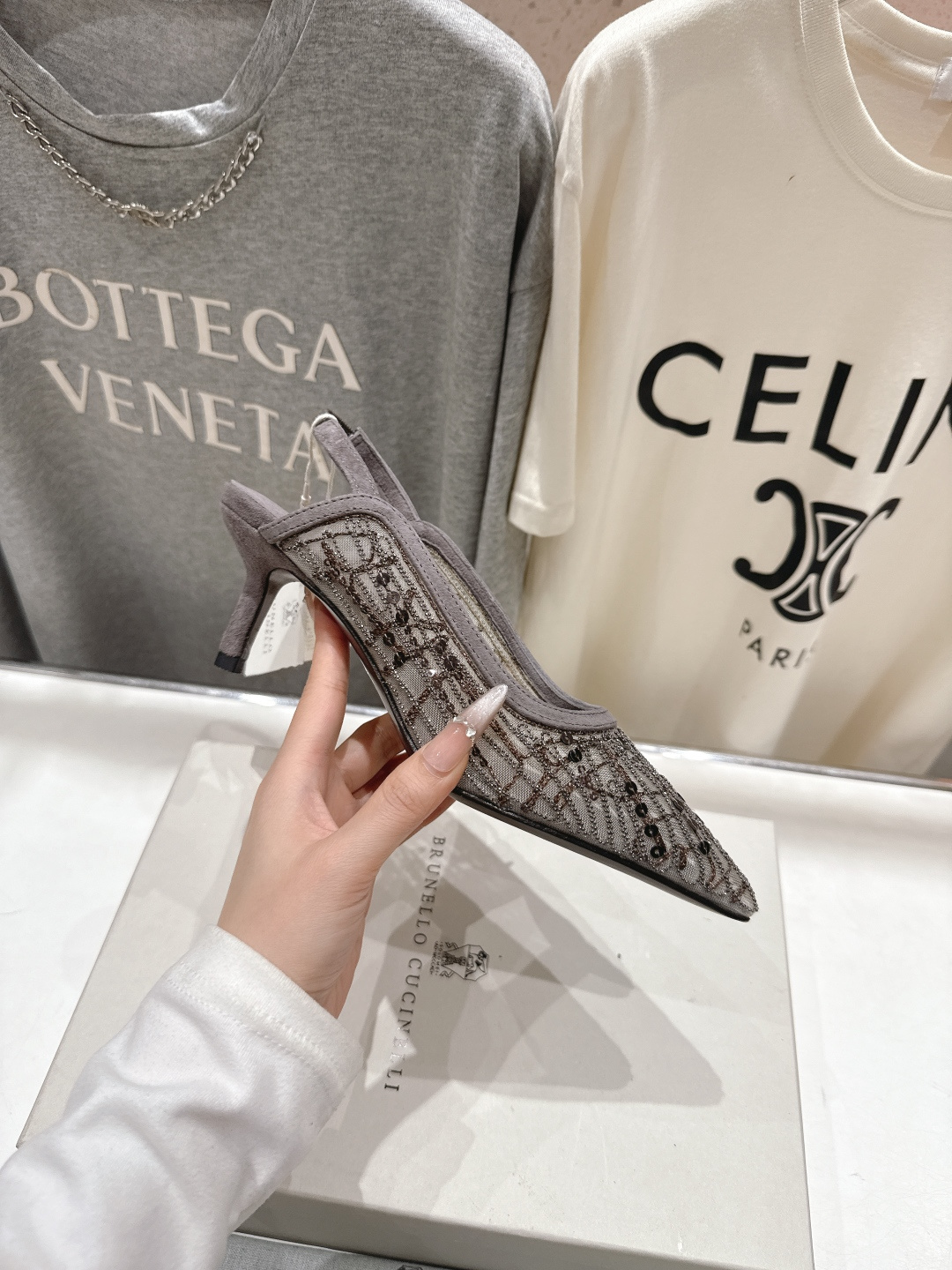 高版本出厂 Brunello Cucinelli 新款BC尖头时装鞋高跟鞋凉鞋穆勒鞋BC是意大利知名品牌