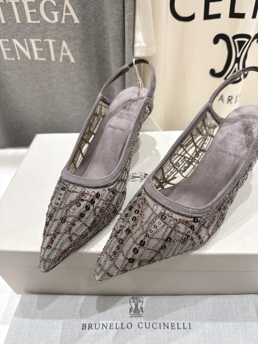 高版本出厂 Brunello Cucinelli 新款BC尖头时装鞋高跟鞋凉鞋穆勒鞋BC是意大利知名品牌