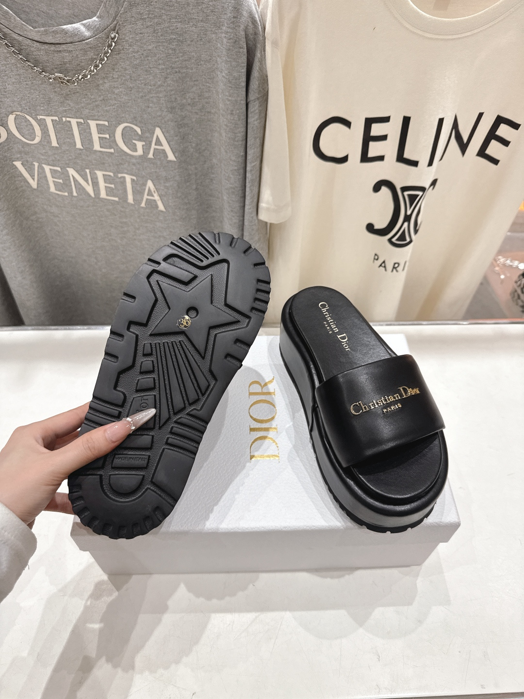 高版本出厂 Dior*迪奥F019 D家2026ss春夏新款仙女风厚底防水台拖鞋1:1原版复刻 市面上最