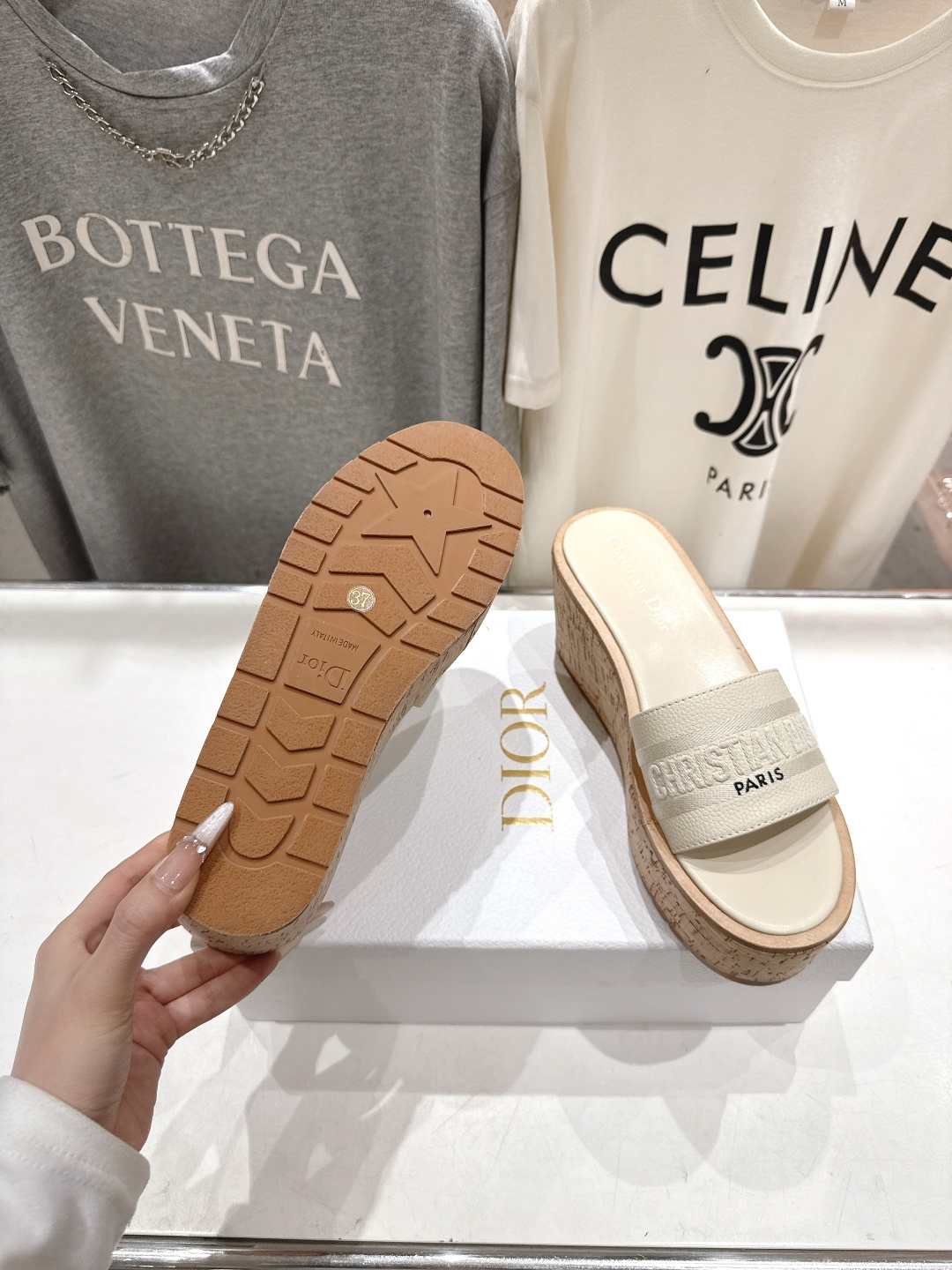 高版本出厂 Dior*迪奥F019 D家2026ss春夏新款仙女风坡跟厚底拖鞋1:1原版复刻 市面上最高