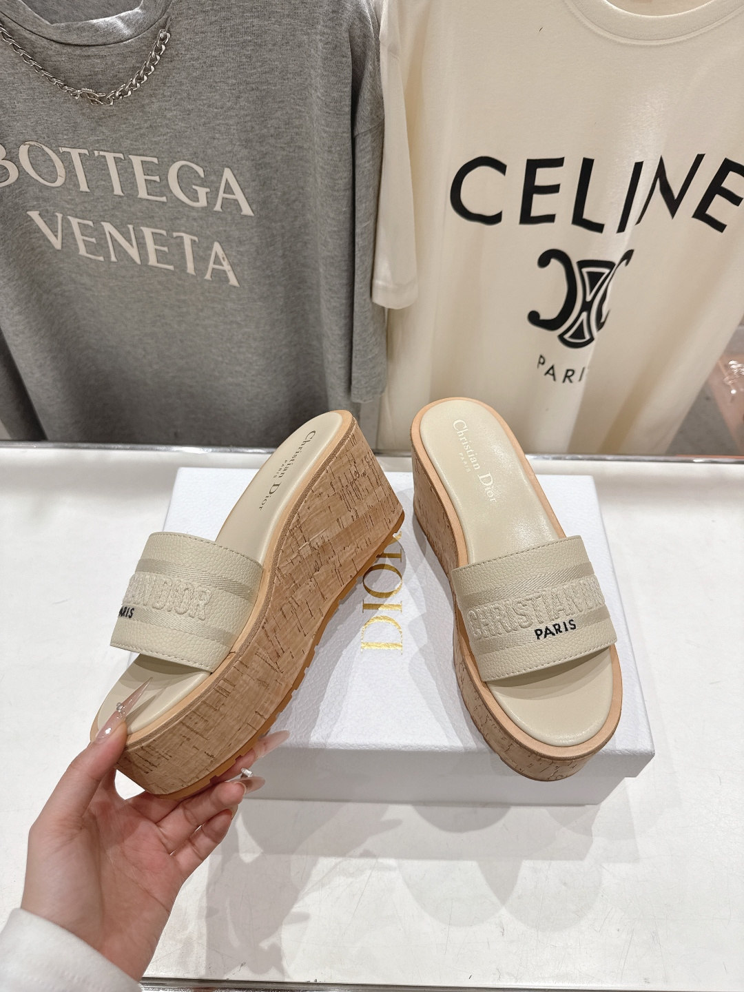 高版本出厂 Dior*迪奥F019 D家2026ss春夏新款仙女风坡跟厚底拖鞋1:1原版复刻 市面上最高