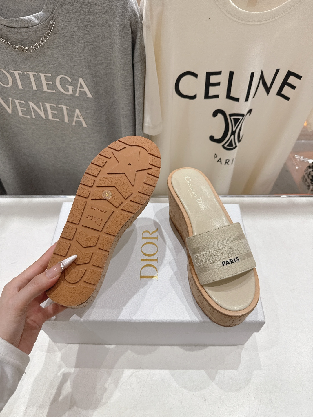 高版本出厂 Dior*迪奥F019 D家2026ss春夏新款仙女风坡跟厚底拖鞋1:1原版复刻 市面上最高