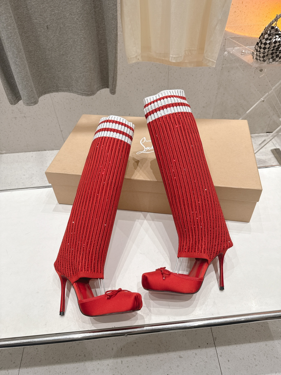 高版本出厂 Christian Loubotti CL红底鞋F030 2026ss新款蝴蝶结仙女风高跟鞋