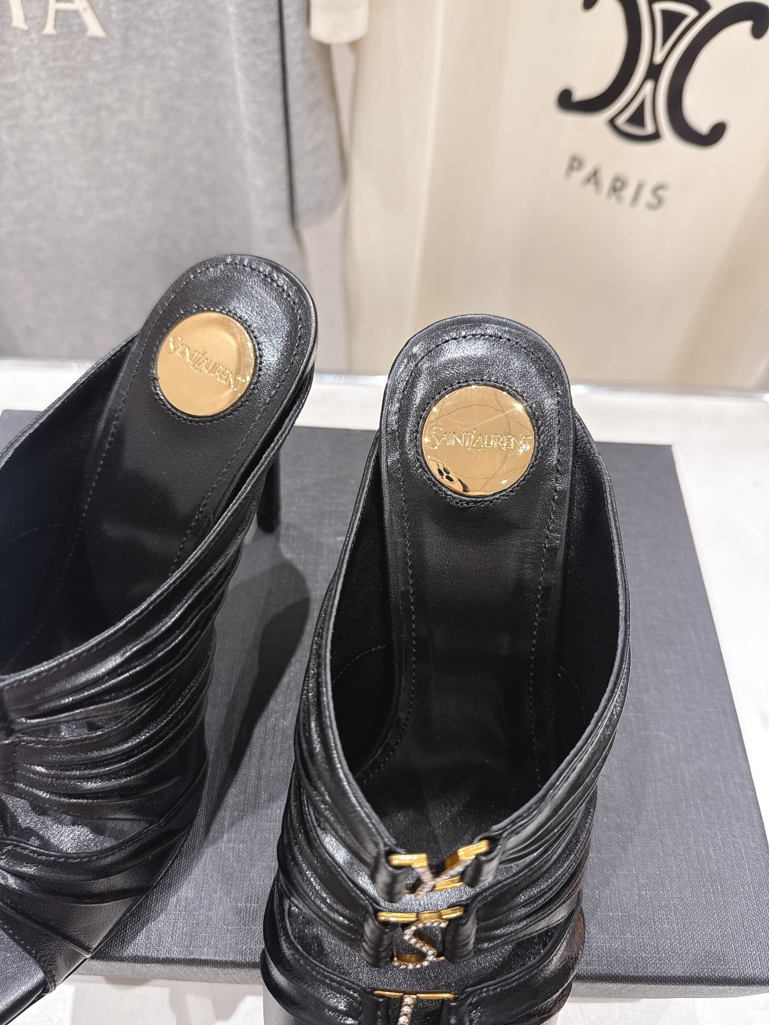 高版本出厂 SAINT LAUREN*～F017 圣罗兰ysl 26ss春夏全新走秀款高跟拖鞋·全新鞋型