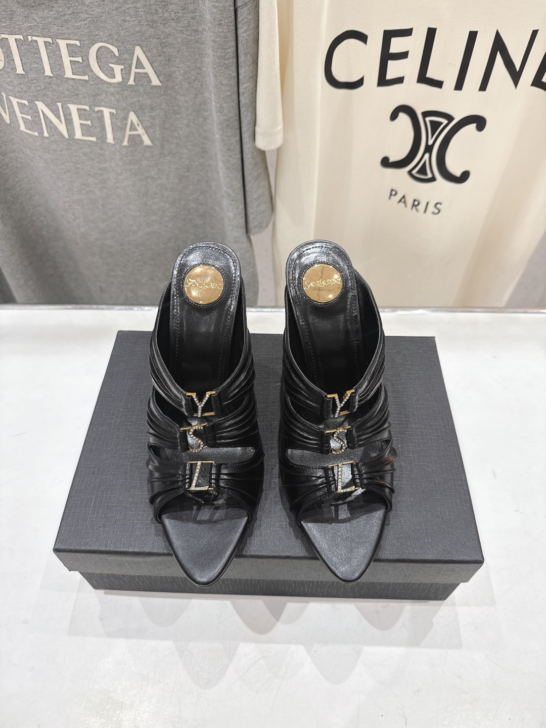 高版本出厂 SAINT LAUREN*～F017 圣罗兰ysl 26ss春夏全新走秀款高跟拖鞋·全新鞋型