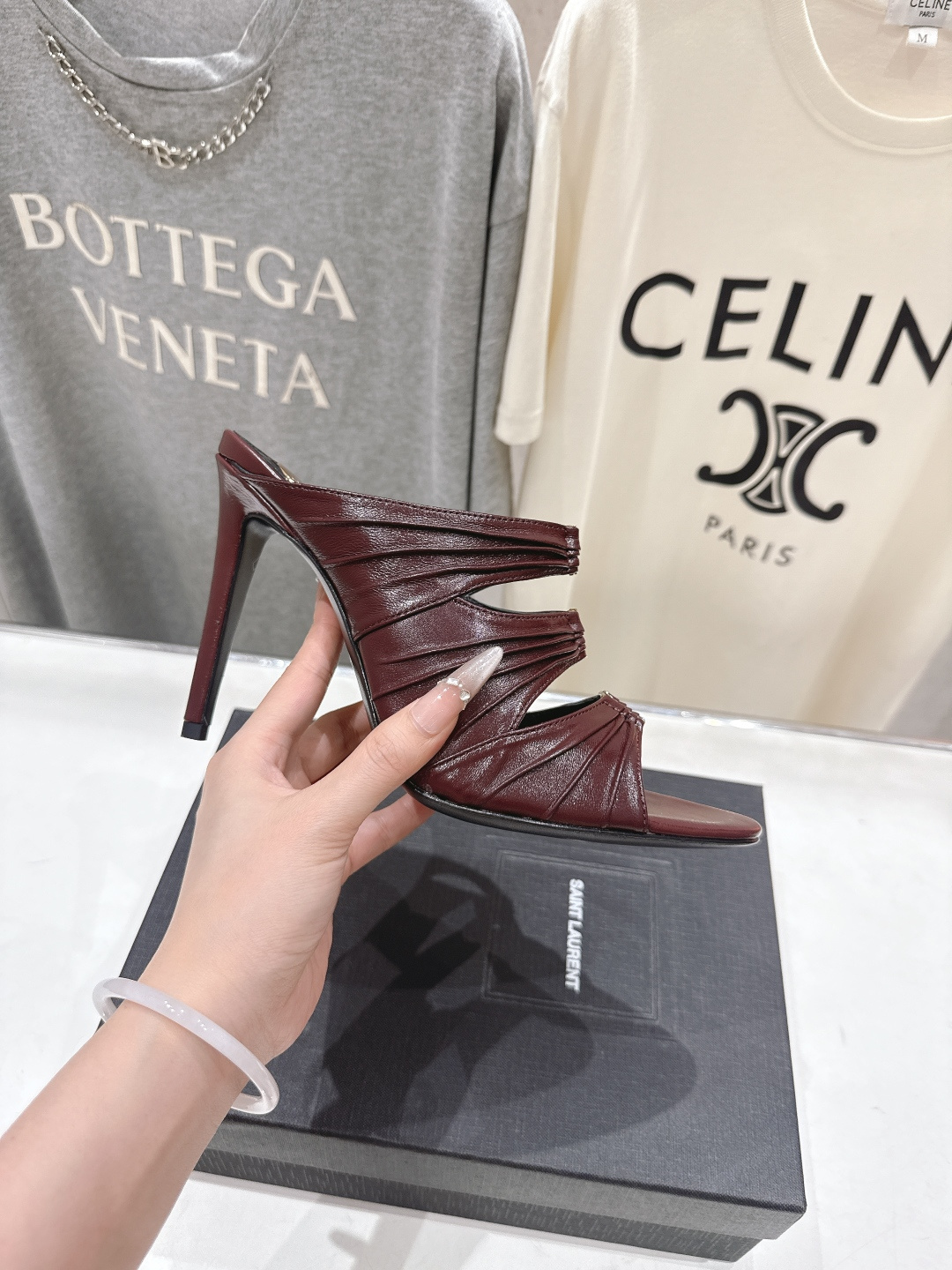 高版本出厂 SAINT LAUREN*～F017 圣罗兰ysl 26ss春夏全新走秀款高跟拖鞋·全新鞋型