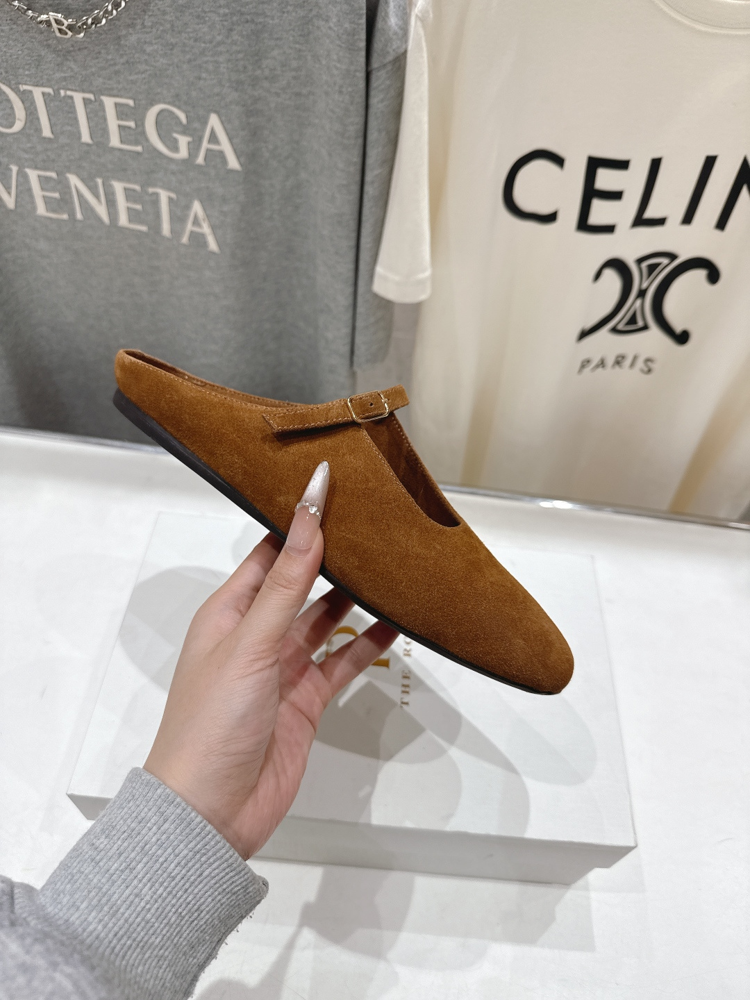 高版本出厂 the row 2026ss春夏走秀爆款小方头平底鞋玛丽珍休闲鞋半拖单鞋非常舒服的平底鞋，极