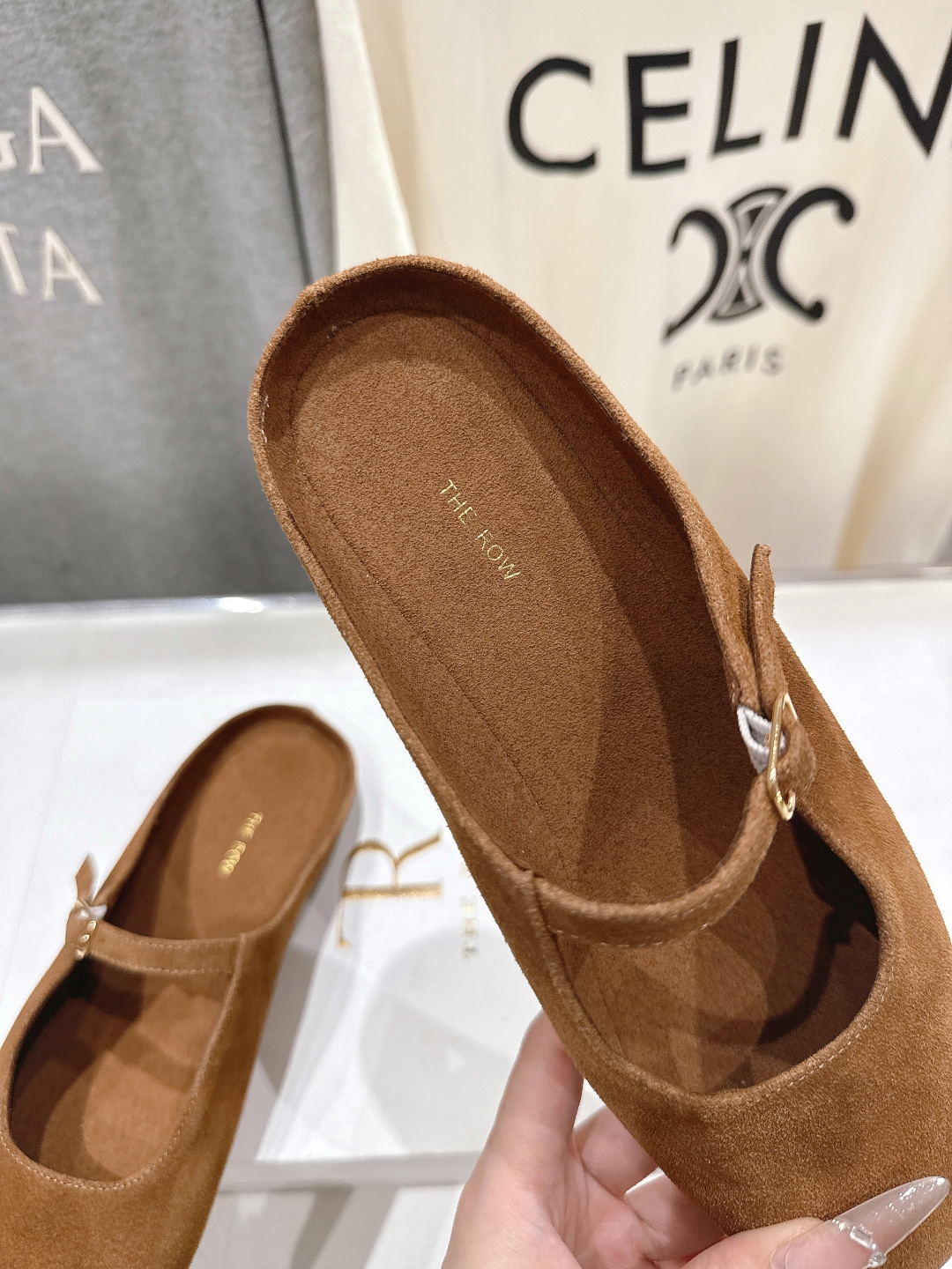 高版本出厂 the row 2026ss春夏走秀爆款小方头平底鞋玛丽珍休闲鞋半拖单鞋非常舒服的平底鞋，极