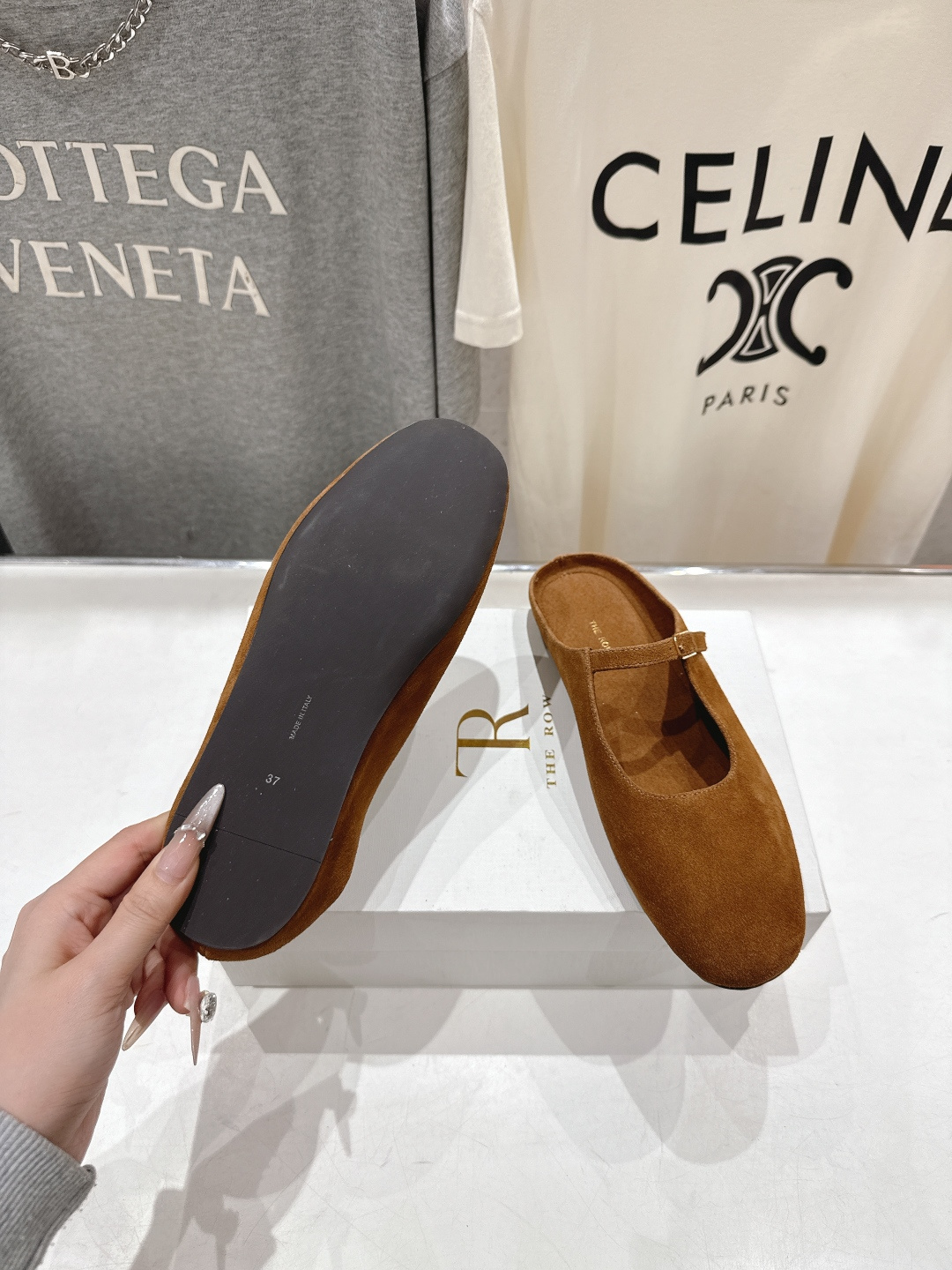 高版本出厂 the row 2026ss春夏走秀爆款小方头平底鞋玛丽珍休闲鞋半拖单鞋非常舒服的平底鞋，极