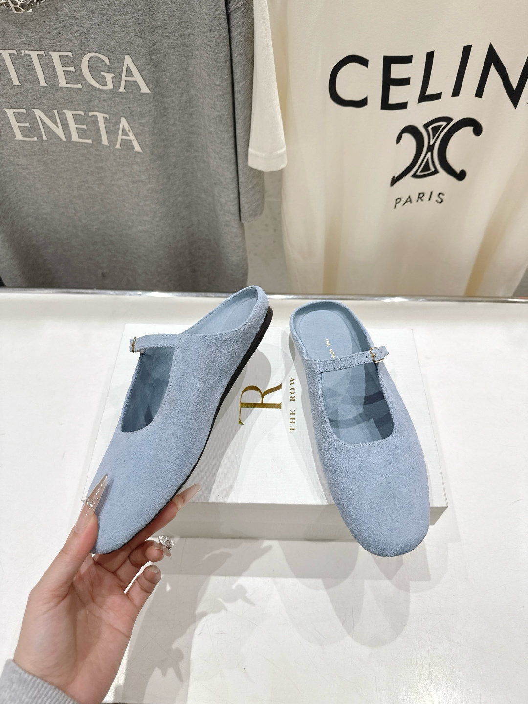 高版本出厂 the row 2026ss春夏走秀爆款小方头平底鞋玛丽珍休闲鞋半拖单鞋非常舒服的平底鞋，极