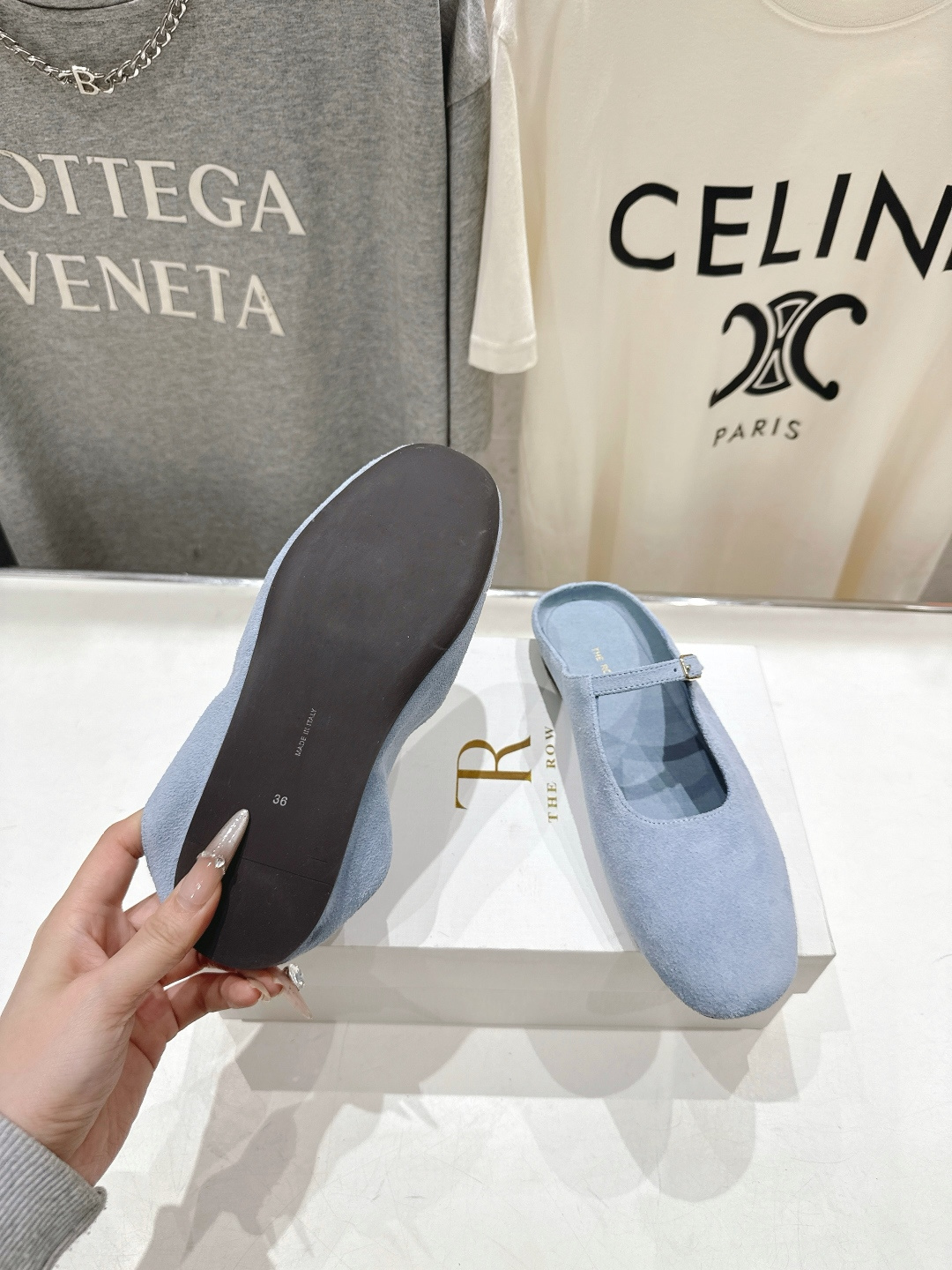 高版本出厂 the row 2026ss春夏走秀爆款小方头平底鞋玛丽珍休闲鞋半拖单鞋非常舒服的平底鞋，极