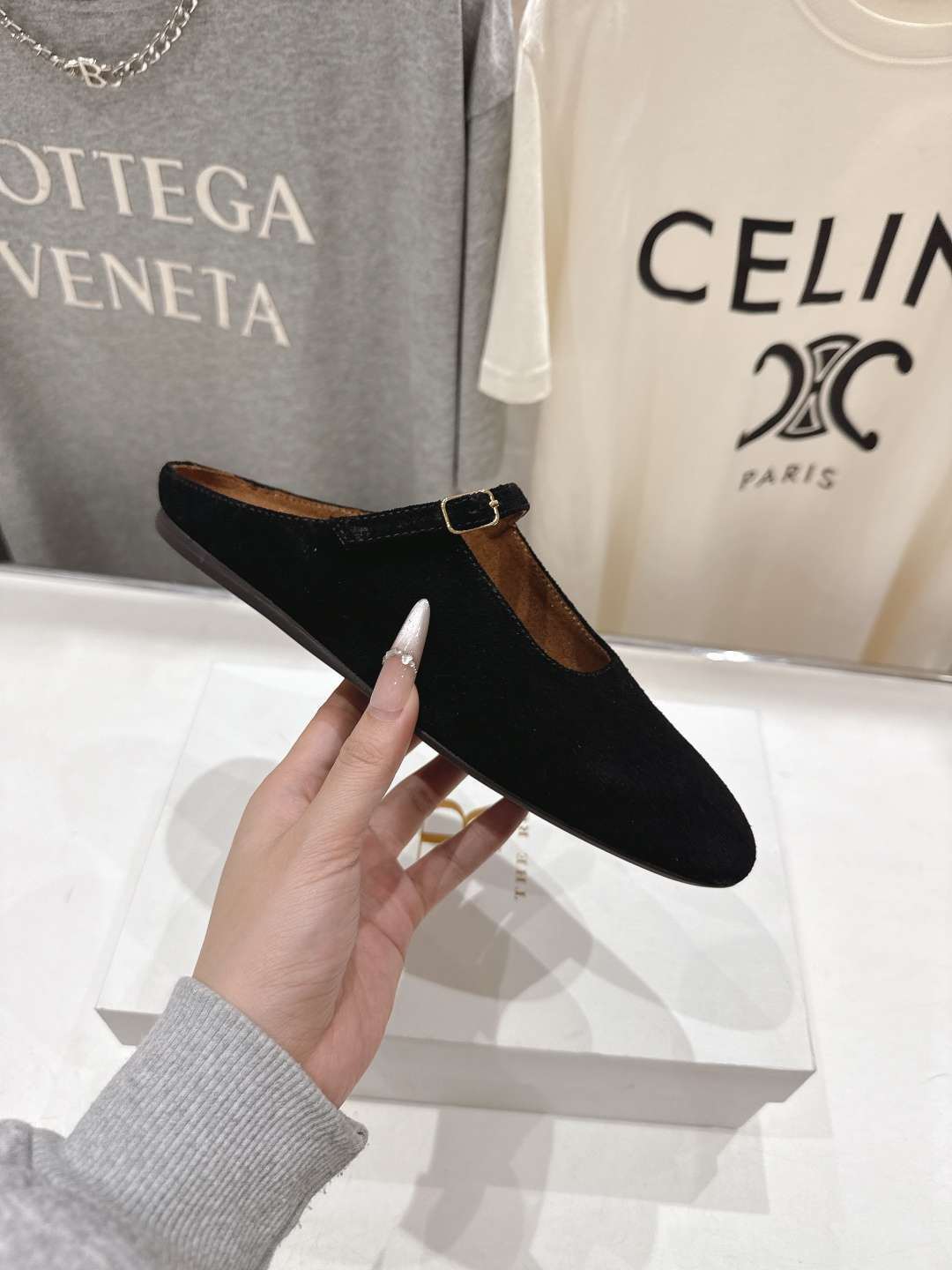 高版本出厂 the row 2026ss春夏走秀爆款小方头平底鞋玛丽珍休闲鞋半拖单鞋非常舒服的平底鞋，极