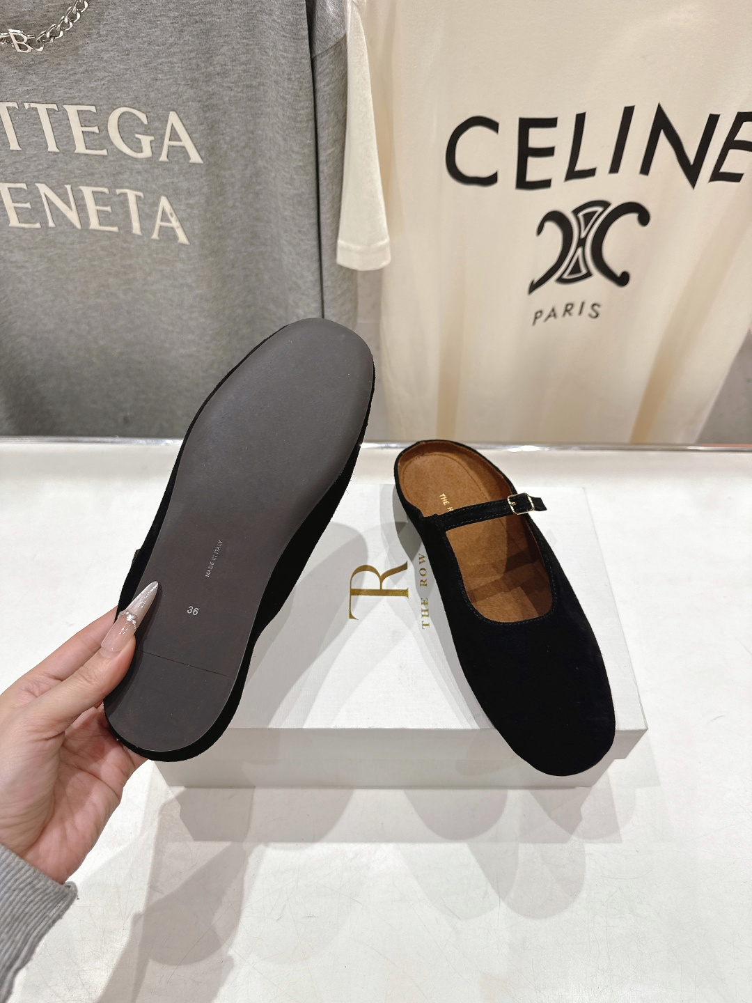 高版本出厂 the row 2026ss春夏走秀爆款小方头平底鞋玛丽珍休闲鞋半拖单鞋非常舒服的平底鞋，极