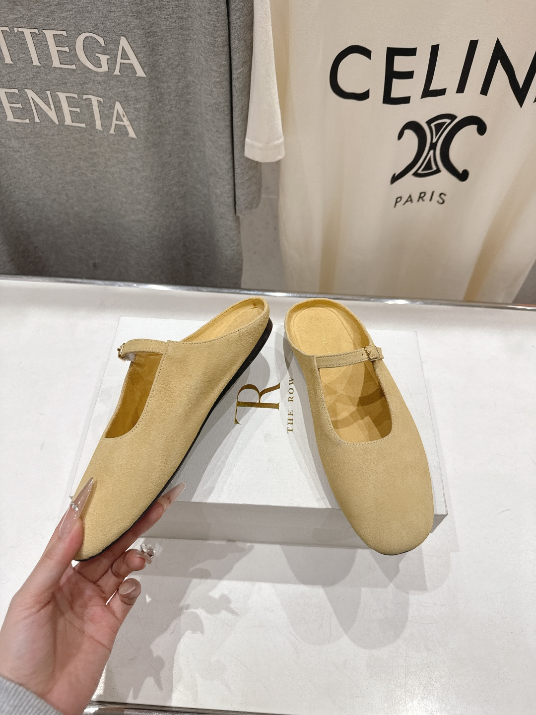 高版本出厂 the row 2026ss春夏走秀爆款小方头平底鞋玛丽珍休闲鞋半拖单鞋非常舒服的平底鞋，极