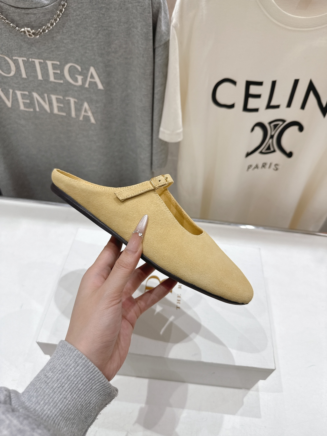 高版本出厂 the row 2026ss春夏走秀爆款小方头平底鞋玛丽珍休闲鞋半拖单鞋非常舒服的平底鞋，极