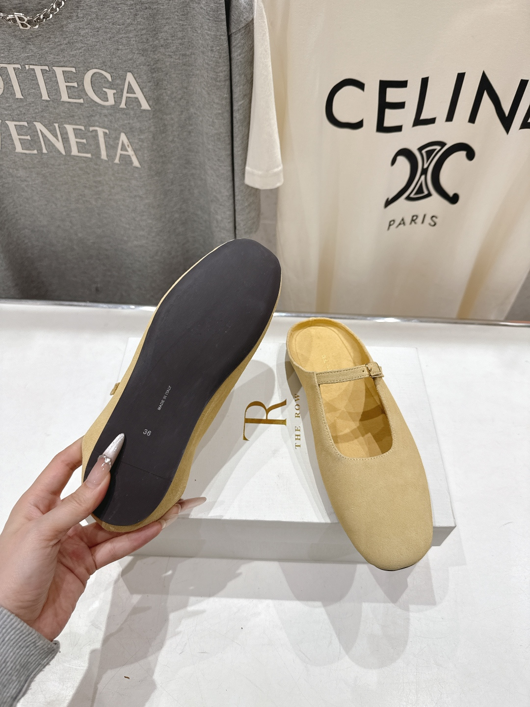 高版本出厂 the row 2026ss春夏走秀爆款小方头平底鞋玛丽珍休闲鞋半拖单鞋非常舒服的平底鞋，极