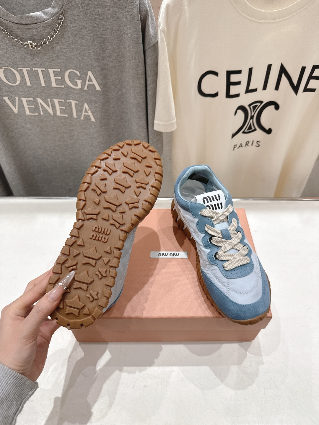 高版本出厂 MiuMiu/缪缪2026ss最新款厚底休闲运动鞋 阿甘鞋德训鞋休闲增高百搭潮鞋，新出的舒适